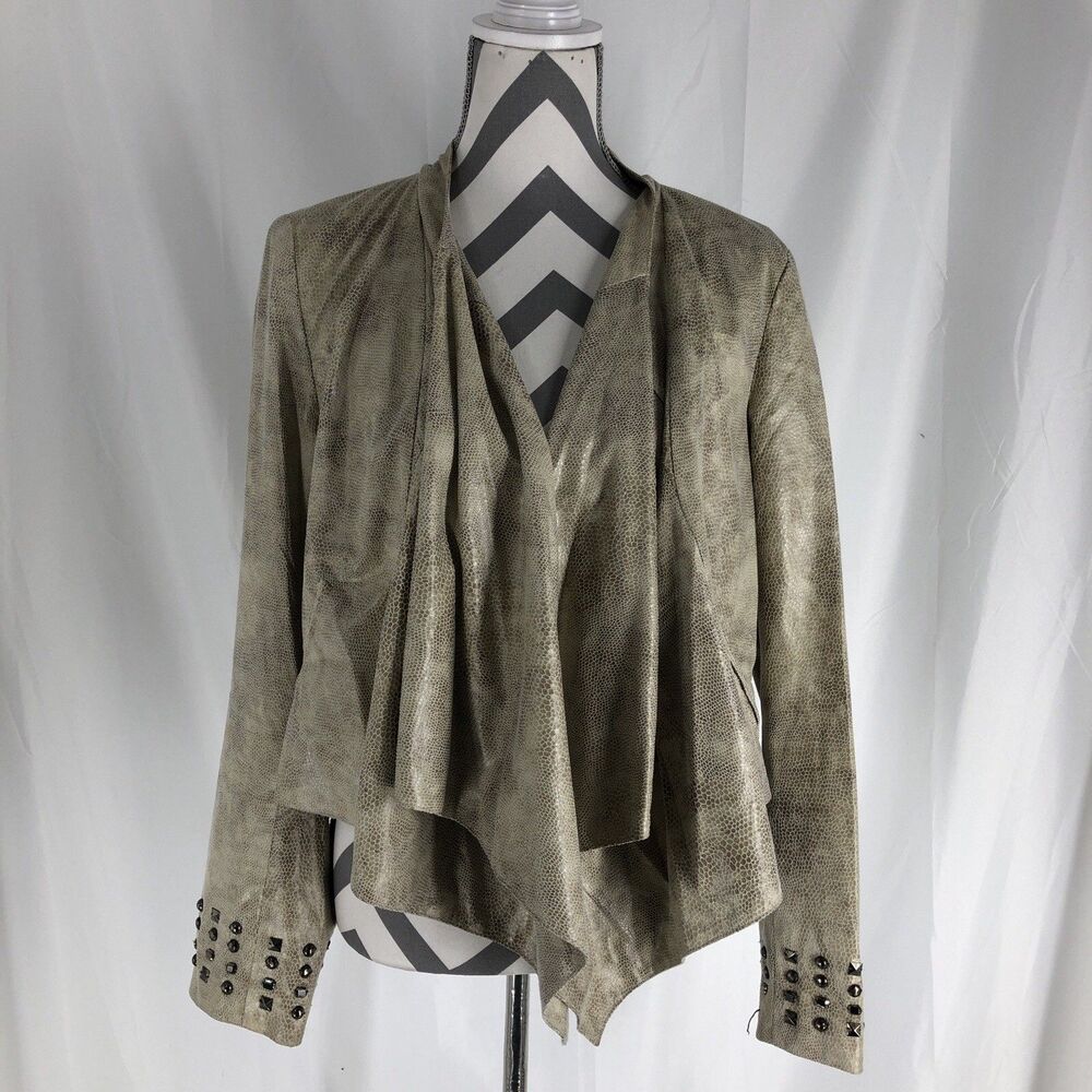 INC International Concepts Women's Large Beige Snake Skin Blazer Jacket